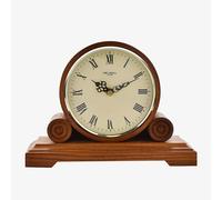 Traditional light Wooden Quartz Mantel Desk Clock Brown