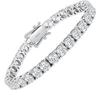 Wm Wonder Mojo Moissanite Tennis Bracelet,10.5-14 Carats Lab Grown Diamond Tennis Bracelet for Women 18k White Gold Plated 925 Sterling Silver Men's Bracelet 3-4mm D Color VVS1 Round Cut Moissanite