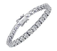 Wm Wonder Mojo Moissanite Tennis Bracelet 10.5-14K Simulated Diamond Bracelets for Women 18K White Gold Plated 925 Sterling Silver Men's Bracelet 4mm D Color VVS1 Round Cut, 7.5 Inch, Sterling Silver