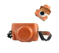 WMAMBZNDHP Fit for Sony ZV-1F Vlog Camera Full Body PU Camera Case Bag with Strap(Brown)