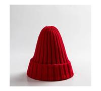 WMAMBZNDHP Knitted Solid Edge Curl Colored Woolen Men's And Women's Ear Protection Warm Fitting Hood Autumn And Winter Hat(Red)