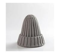 WMAMBZNDHP Knitted Solid Edge Curl Colored Woolen Men's And Women's Ear Protection Warm Fitting Hood Autumn And Winter Hat(Light Gray)