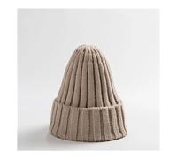 WMAMBZNDHP Knitted Solid Edge Curl Colored Woolen Men's And Women's Ear Protection Warm Fitting Hood Autumn And Winter Hat(Beige)