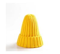 WMAMBZNDHP Knitted Solid Edge Curl Colored Woolen Men's And Women's Ear Protection Warm Fitting Hood Autumn And Winter Hat(Light yellow)