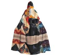 WMASTNjgdA A painting of a cute dog Unique Darkness Poncho Shawl - Customizable Wearable Blanket for Women, Perfect Halloween Costume Accessory, Knight, Akatsuki, and More