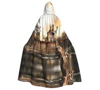 WMASTNjgdA Giraffes on the Lake Unique Darkness Poncho Shawl - Customizable Wearable Blanket for Women, Perfect Halloween Costume Accessory, Knight, Akatsuki, and More