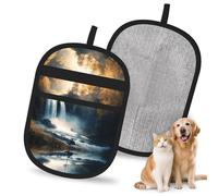 WMASTNjgdA Reusable A Stunning Waterfall Pet Hair Removal Glove | Stylish Full-Print Electrostatic Mitt for Dog & Cat Hair | Gentle Grooming & Furniture Cleaning Tool for Couch, Car, Bedding