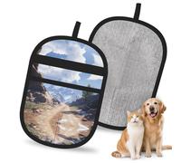 WMASTNjgdA Reusable Crossing Mountains Pet Hair Removal Glove | Stylish Full-Print Electrostatic Mitt for Dog & Cat Hair | Gentle Grooming & Furniture Cleaning Tool for Couch, Car, Bedding