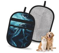 WMASTNjgdA Reusable Deep sea Octopus Pet Hair Removal Glove | Stylish Full-Print Electrostatic Mitt for Dog & Cat Hair | Gentle Grooming & Furniture Cleaning Tool for Couch, Car, Bedding