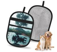 WMASTNjgdA Reusable Floating Tree Pet Hair Removal Glove | Stylish Full-Print Electrostatic Mitt for Dog & Cat Hair | Gentle Grooming & Furniture Cleaning Tool for Couch, Car, Bedding