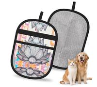 WMASTNjgdA Reusable Lotus Mandala Pet Hair Removal Glove | Stylish Full-Print Electrostatic Mitt for Dog & Cat Hair | Gentle Grooming & Furniture Cleaning Tool for Couch, Car, Bedding