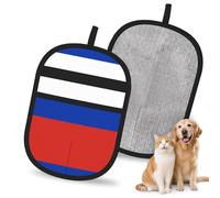 WMASTNjgdA Reusable Russian Flag Pet Hair Removal Glove | Stylish Full-Print Electrostatic Mitt for Dog & Cat Hair | Gentle Grooming & Furniture Cleaning Tool for Couch, Car, Bedding