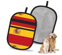 WMASTNjgdA Reusable Spanish Flag Pet Hair Removal Glove | Stylish Full-Print Electrostatic Mitt for Dog & Cat Hair | Gentle Grooming & Furniture Cleaning Tool for Couch, Car, Bedding