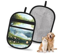 WMASTNjgdA Reusable Spring is Peaceful Pet Hair Removal Glove | Stylish Full-Print Electrostatic Mitt for Dog & Cat Hair | Gentle Grooming & Furniture Cleaning Tool for Couch, Car, Bedding