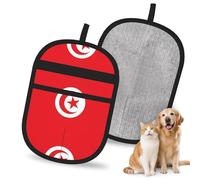 WMASTNjgdA Reusable Tunisian Flag Pet Hair Removal Glove | Stylish Full-Print Electrostatic Mitt for Dog & Cat Hair | Gentle Grooming & Furniture Cleaning Tool for Couch, Car, Bedding