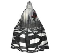 WMASTNjgdA Roses on the black and white checkered floor Unique Darkness Poncho Shawl - Customizable Wearable Blanket for Women, Perfect Halloween Costume Accessory, Knight, Akatsuki, and More