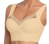 Wmbra Bra for Women UK Wmbra Posture Correcting Push Up Bralette Lace Plus Size Comfortable Non-Wired Bras Wide Straps Seamless Soft Cup Bra Tank Top Comfort Seamless Everyday Bras