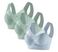 Wmbra Bra UK for Older Women 3 Pack Seamless Non Wired Powerful Push Up Wireless Bra Seniors Ladies Plus Size Full-Figure Lift Anti Sagging Posture Correcting Comfort Sports Bras