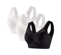 Wmbra Bra UK for Older Women 3 Pack Seamless Non Wired Powerful Push Up Wireless Bra Seniors Ladies Plus Size Full-Figure Lift Anti Sagging Posture Correcting Comfort Sports Bras