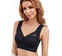 wmbra Bra - wmbra Posture Correcting Bra, Summer Wireless Push-Up Comfort Ergonomic Crossover Bra (as8, Alpha, 3X_l, Regular, Regular, Black)