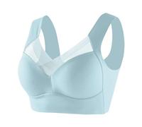 Wmbra Posture Correcting Bra for Older Women UK Summer Wireless Push Up Crossover Bras Ladies Full Back Cover Plus Size Bras Breathable Everyday Comfort Sports Bralettes Strapless Bra,Blue,5XL