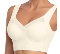 Wmbra Posture Correcting Bra UK Summer Non Wired Push Up Sport Bras Ladies Full Back Cover Wireless Plus Size Bra Breathable Everyday Comfort Soft Sport Bras for Older Women Comfy