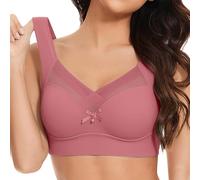 Wmbra Posture Correction Bra for Older Women Comfy Seamless Push-up Wireless Sports Bras Breathable Non Wired Full Coverage Bras Ergonomic Crossover Lace Bra Plus Size Back Support Sleep Everyday Wear