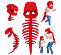 Wmbzxh Dinosaur Skeleton Costume for Kids, Cozy Plush 3D Dino Toy Skull and Spine Dinosaur Outfit for Halloween Cosplay Props