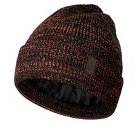Wmcaps Beanie for Men, Stretchy Soft Cuffed Wooly Beanie with Thick Warm Lining, Unisex Classic Winter Hat, Gifts for Women/Men/Her/Him/Dad(Black/Orange)