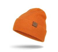Wmcaps Knit Beanie for Men, Stretchy Soft Warm Daily Cuffed Winter Hats, Unisex Comfortable Wooly Beanie Gifts for Men/Him/Dad (Orange)