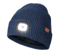 Wmcaps LED Beanie with Fleece Lining for Men and Women, Cozy Breathable Winter Hat with a Light Built-in, Type-C Rechargeable Hat with Warm Soft Headlamp Hat, Christmas Birthdays Gift, Sycee Blue