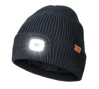 Wmcaps LED Beanie with Fleece Lining for Men and Women, Cozy Breathable Winter Hat with a Light Built-in, Type-C Rechargeable Hat with Warm Soft Headlamp Hat, Christmas Birthdays Gift, Sycee Grey