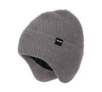 Wmcaps Mens Beanie Hat with Earflaps, Fleece Lined Thermal Hat with Ear Warmers, Winter Woolen Hats for Men and Women, Stretchy Soft Cuffed Caps, for Him/Her, Charcoal Grey