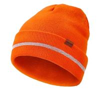 Wmcaps Mens Beanie with Reflective Stripes, Safety High Visibility Winter Hat, Unisex Thermal Knitted Hat for Outdoor Work Sports Gifts for Men and Women, Orange