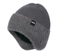 Wmcaps Men's Thermal Hat with Earflaps and Warm Beanie,Charcoal Gray