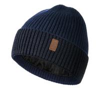 Wmcaps Unisex Classic Knit Beanie Winter Hat - Stretchy Soft Cuffed with Thermal Thick Fleece Lining - Gifts for Men/Women/Her/Him/Dad(Navy Blue+Black)