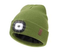 Wmcaps Upgraded LED Lighted Beanie with Thick Warm Lining, Soft and Cozy Winter Hat with a Light Built in, Rechargeable Type-C Head Torch Hat, Gifts for Men and Women Army Green