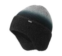 Wmcaps Winter Beanie for Men with Earflaps，Unisex Thick Warm Knit Hat with Ear Flaps，Fleece Lined Woolly Hats for Outdoor Activity-Tie Dye Black