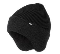 Wmcaps Winter Beanie for Men with Earflaps,Unisex Thick Warm Knit Hat with Ear Flaps,Fleece Lined Woolly Hats for Outdoor Activity-Black