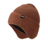 Wmcaps Winter Beanie for Men with Earflaps,Unisex Thick Warm Knit Hat with Ear Flaps,Fleece Lined Woolly Hats for Outdoor Activity-Caramel