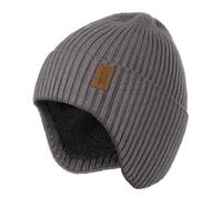Wmcaps Winter Beanie with Earflap for Men Women, Thick Fleece Lined Soft Thermal Warm Unisex Knit Hat Woolly Hats for Outdoor Activity Gifts for Men Husband Dad Him, Charcoal Grey