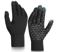 Wmcaps Winter Gloves for Men Women - Touchscreen Thermal Wool Lined Anti-Slip Silicone Gel Elastic Cuff Knit Material for Running Cycling Walking Riding Driving - Gifts for Men Black, M
