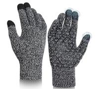 Wmcaps Winter Gloves - Touchscreen Thermal Wool Lined, Anti-Slip Driving & Cycling Gloves, Gifts for Men (Large, White & Black)