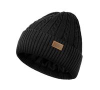 Wmcaps Winter Hats for Women Men, Fleece Lined Knit Beanie Thermal Cable-Knit Twist Ribbed Hat, Soft and Comfortable Stretchy Snow Beanie for Cold Weather Christmas Birthdays Gift, Black