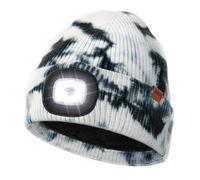 WmcapWmcapss LED Beanie with Fleece Lining for Men and Women, Cozy Breathable Winter Hat with a Light Built-in, Type-C Rechargeable Hat with Warm Soft Headlamp Hat, Birthdays Gift, Tie-Dyed Black