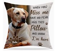 WMDIY Personalised Dog Memorial Gifts for Loss of a Dog, Customize Pillow Case with Insert, Custom Short-Plush Pillow Double Sided Printing, Remembrance Bereavement Sympathy Gifts for Pet Cat