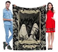 WMDIY Personalised Halloween Couple Gifts for Girlfriend Boyfriend, Till Death Do Us Part Skull Blanket, Customised Valentines Day Anniversary Christmas Weeding Gifts for Wife Husband Him Her Women