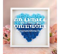 WMDIY Personalised Mothers Day Unique Gifts for Grandma From Grandkids, Custom Heart Dried Flower Shadow Box Framed with Names, Mothers Day, Valentines, Birthday Gifts for Granny, Nana, Women