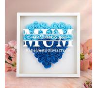 WMDIY Personalised Mothers Day Unique Gifts for Mum From Daughter Son Custom Heart Dried Flower Shadow Box Framed with Names, Mothers Day, Valentines, Birthday Gifts for Mum MAMA Wife Women Her