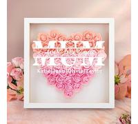 WMDIY Personalised Mothers Day Unique Gifts for Mum From Daughter Son Custom Heart Dried Flower Shadow Box Framed with Names, Mothers Day, Valentines, Birthday Gifts for Mum MAMA Wife Women Her